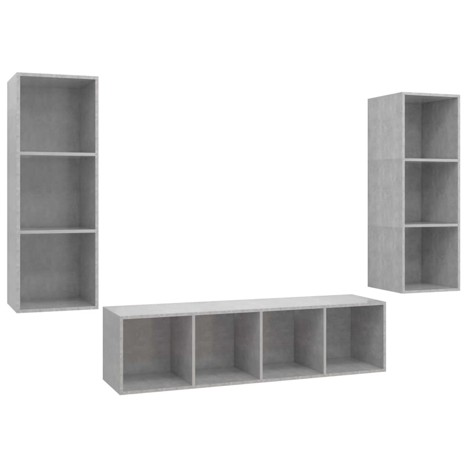 vidaXL 3-Tlg TV-Schrank-Set Betongrau Holzwerkstoff 3079749