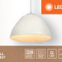 Weiße Ledvance Pendelleuchte Decor Camel Bell aus Pappmaché, Textilkabel, E27 Fassung.