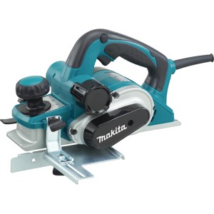 Makita KP0810J Falzhobel 82 mm, blau-schwarz, mit Parallelanschlag und HM-Wendemesser.