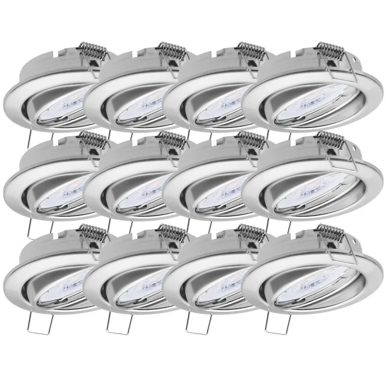 Oktaplex Dijon 12er Set LED-Spots Einbaustrahler Energieklasse A Schwenkbar Ø 68mm Chrom-Optik 1,9W 3000K Warmweiß 230V