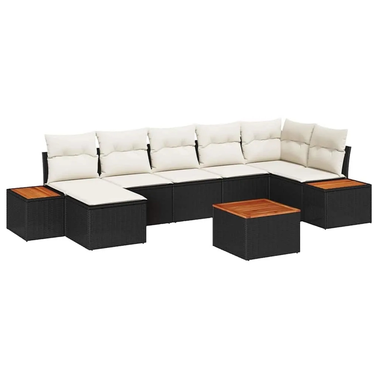 vidaXL Gartensofa-Set mit Kissen 8 Stk Schwarz und Creme Polyrattan 3356802 günstig online kaufen