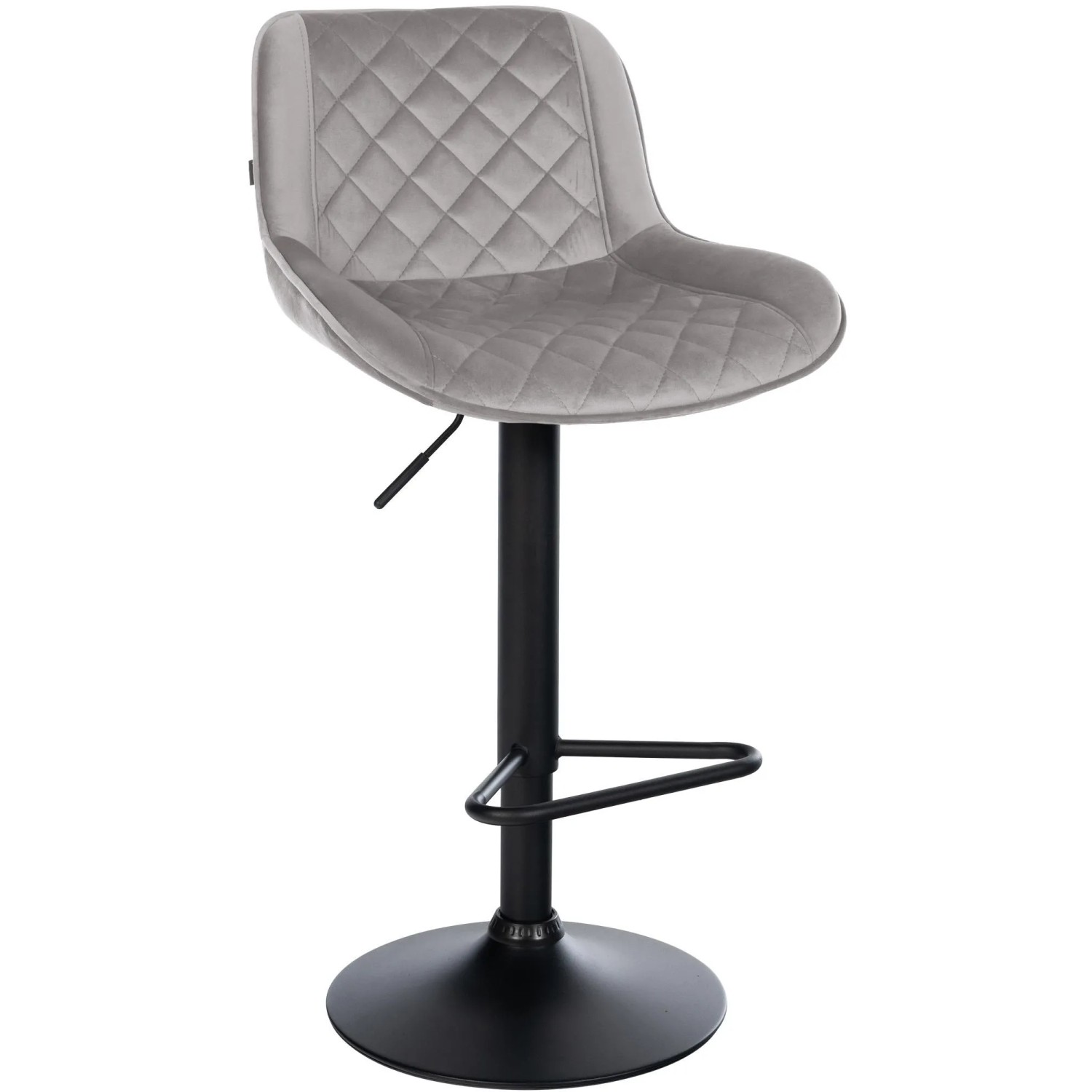 DELUKE Barhocker KUHAR Samt Grau 50x52x84cm Barstuhl Höhenverstellbar Mit Lehne Drehbar Tresenhocker Tresenstuhl