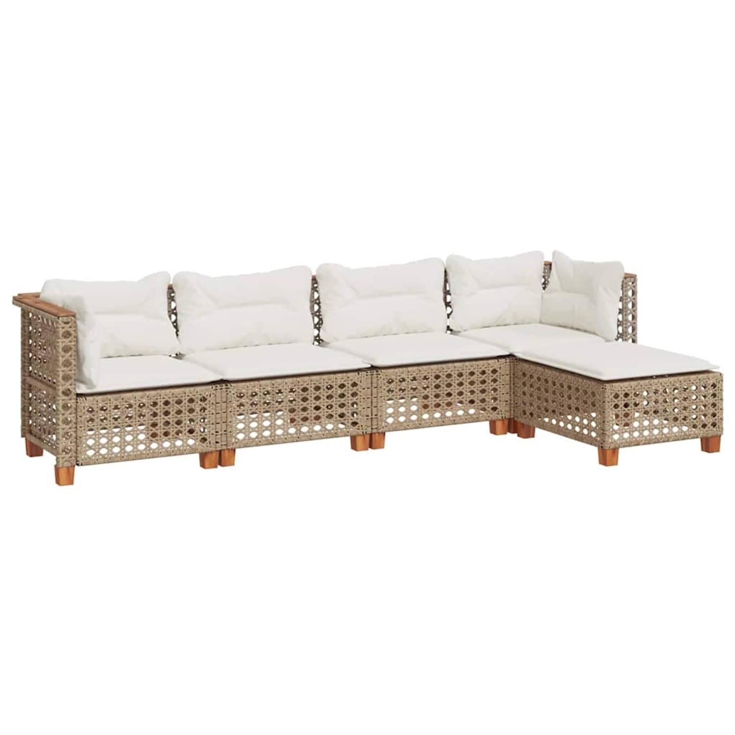 vidaXL 5-Tlg Garten-Sofagarnitur mit Kissen Beige Poly Rattan 3261790 günstig online kaufen