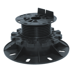 Schwarzes Gartenland Stelzlager, verstellbar von 60-115mm, für Terrassendielen.