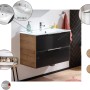 Fackelmann Waschplatz-Set B.Brillant, 100 cm, Asteiche/Anthrazit mit Glaswaschbecken.