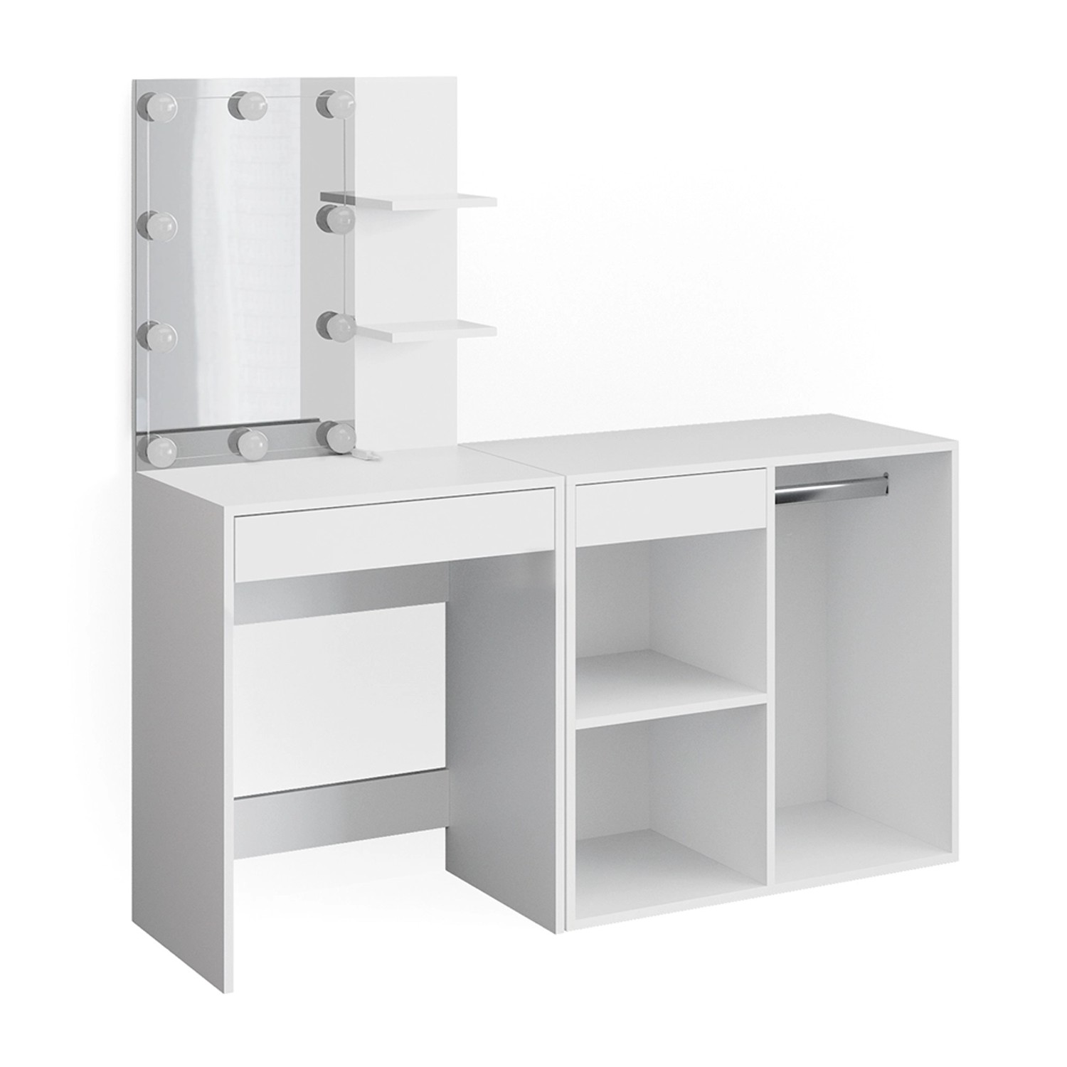 Vicco Schminktisch Isabelle Weiß 60 cm mit LED Beleuchtung und Schrank günstig online kaufen