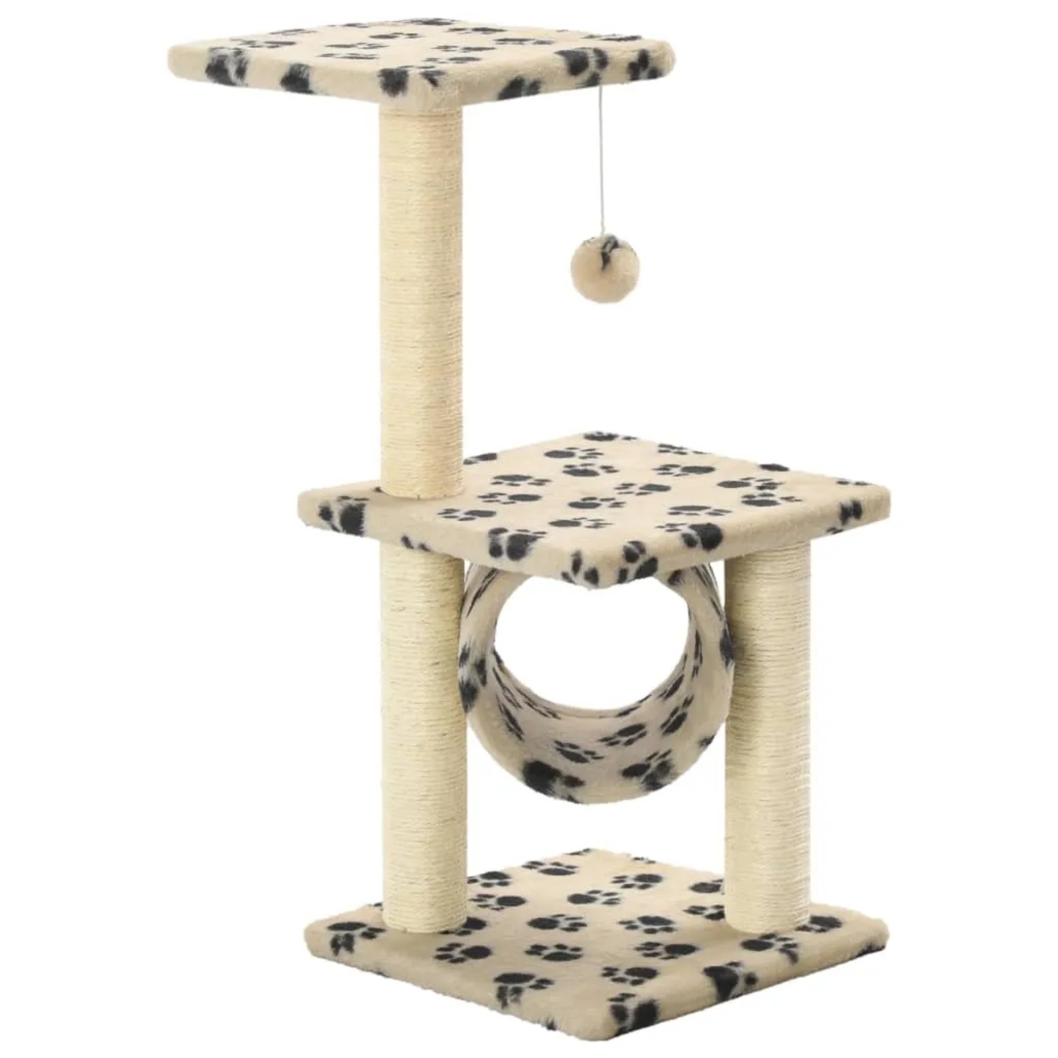 vidaXL Katzen-Kratzbaum Sisal 65 cm Beige Pfoten-Aufdruck