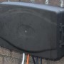 Schwarze Wetterschutzbox mit 3-fach Steckdosenleiste und 8m Kabel zur Stromverteilung im Außenbereich.