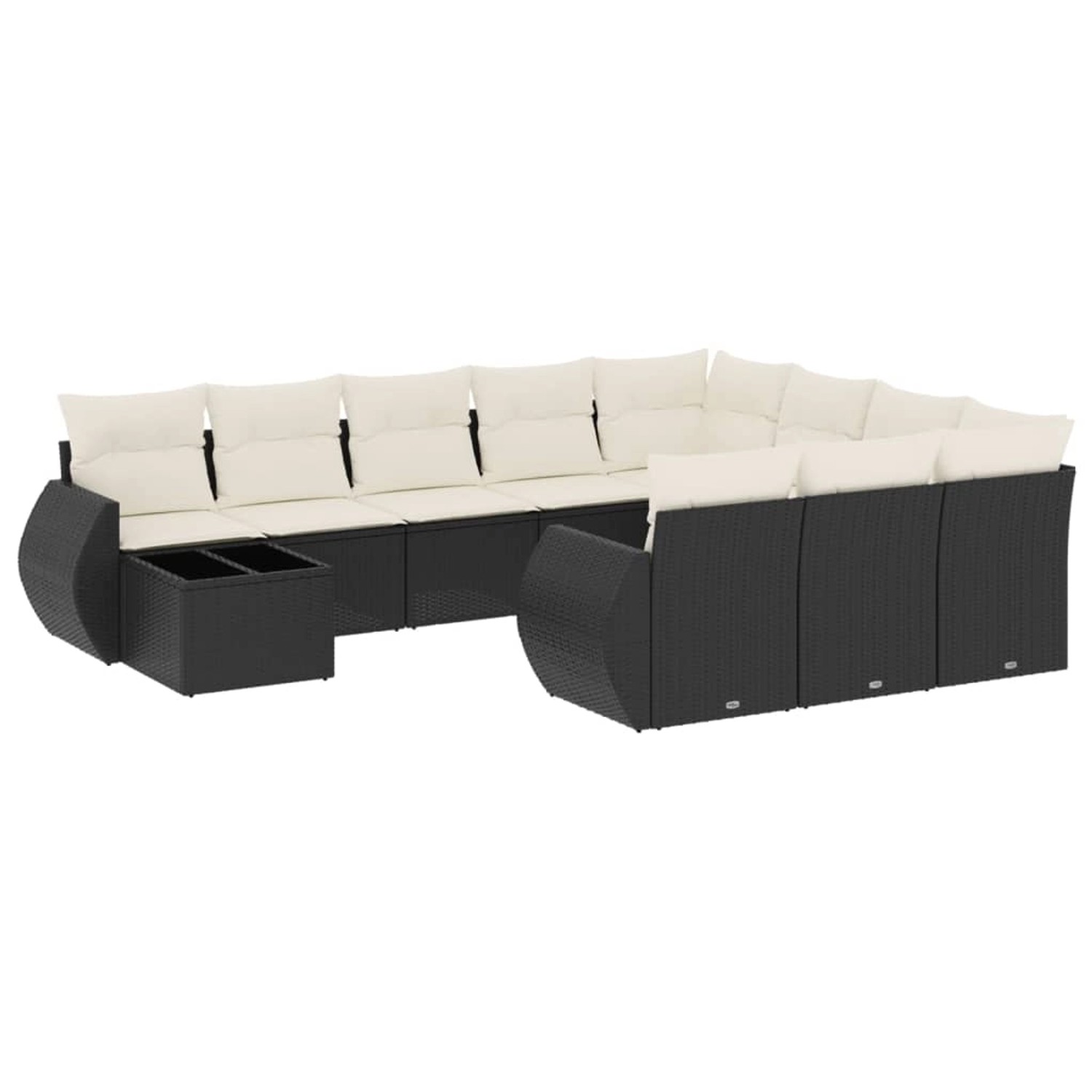 vidaXL 11-Tlg Garten-Sofagarnitur mit Kissen Schwarz Poly Rattan 3254263 günstig online kaufen
