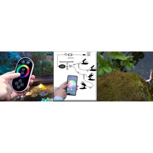 Heissner SMART LIGHT LED-Spot für Teich, Pool und Garten, 3 Watt, Multicolor, mit Fernbedienung und Schema.