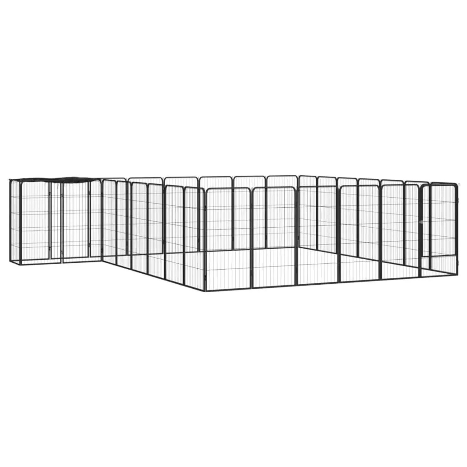 vidaXL 30 Tlg Hundelaufstall Schwarz 50x100cm Stahl Pulverbeschichtet 3115953