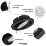Schwarzer, dimmbarer Oktaplex Einbaustrahler Dijon mit LED Modul, schwenkbar. Deckenspot für Lampen & Leuchten.