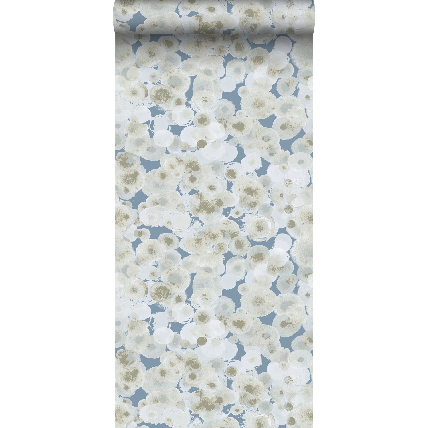 Sanders & Sanders Tapete Aquarellblasen Beige und Blau 53 cm x 10 m günstig online kaufen