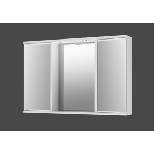 Jokey Spiegelschrank Kari, 90 cm, weiß, mit zwei Spiegeltüren und integrierter Beleuchtung.