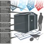 Hattoro S100 Gerätehaus XL aus Metall in Grau: Geräteschuppen für den Garten zur Aufbewahrung von Gartengeräten.
