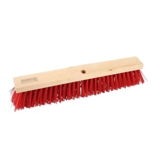 Galaflor Straßenbesen mit rotem Holzkörper und extra starken Elaston Borsten, 50 cm Arbeitsbreite.