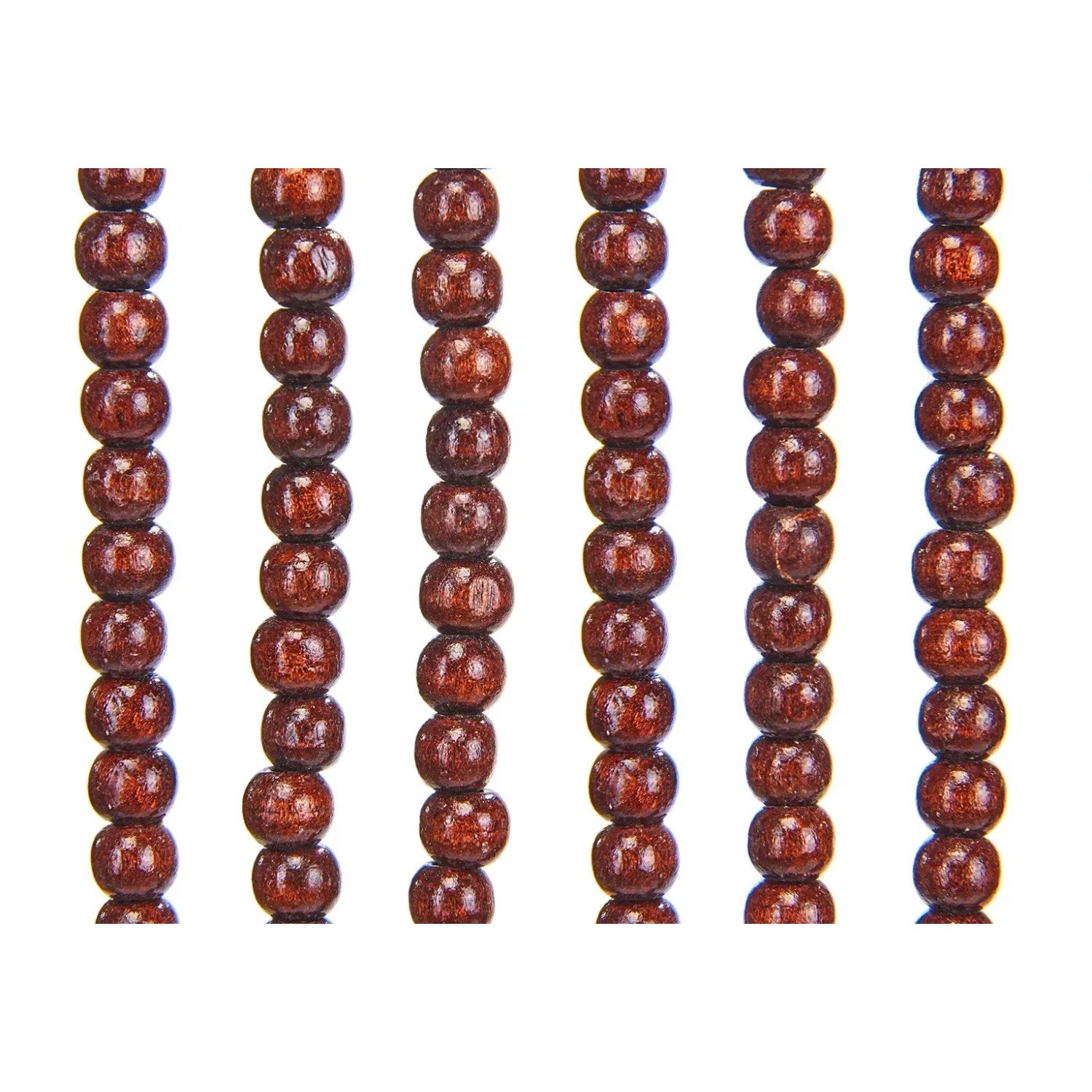 Kobolo Türvorhang CHOCO: Detailansicht der Holzperlen-Stränge in warmem Braun.