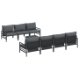 vidaXL Garten-Sofa-Set, 8-teilig, anthrazitfarben, mit Stahlrahmen, Gewebe und Kissen.