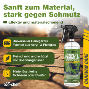 bio-chem Acryl- und Plexiglas-Reiniger 750 ml mit Mikrofasertuch Streifenfrei