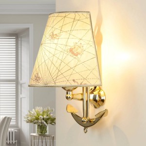 Licht-Erlebnisse Wandleuchte Maritim Messing Papier 33 cm E27