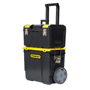 Stanley Werkzeugbox Mobil 1-70-326: 3-in-1 Werkzeugkoffer mit Organizer, Rädern und Teleskopgriff.