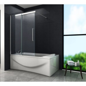 Glasdeals Schiebetür Badewannenaufsatz Duschtrennwand DOZE 120 x 150 cm – 3520