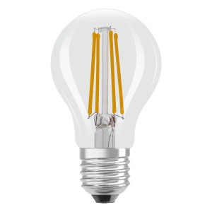 Osram E27 LED-Lampe, Glühlampenform, 5,9W, dimmbar, klares Glas.