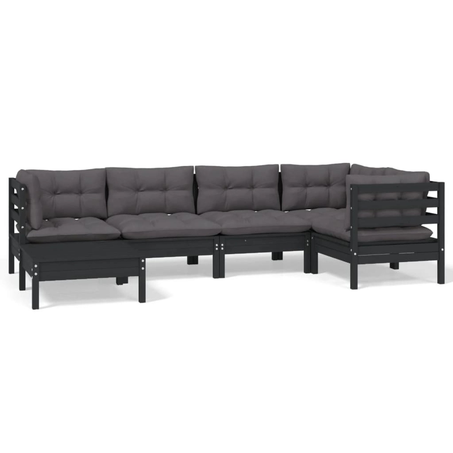 6-tlg. Garten-lounge-set Mit Kissen Schwarz Massivholz Kiefer günstig online kaufen