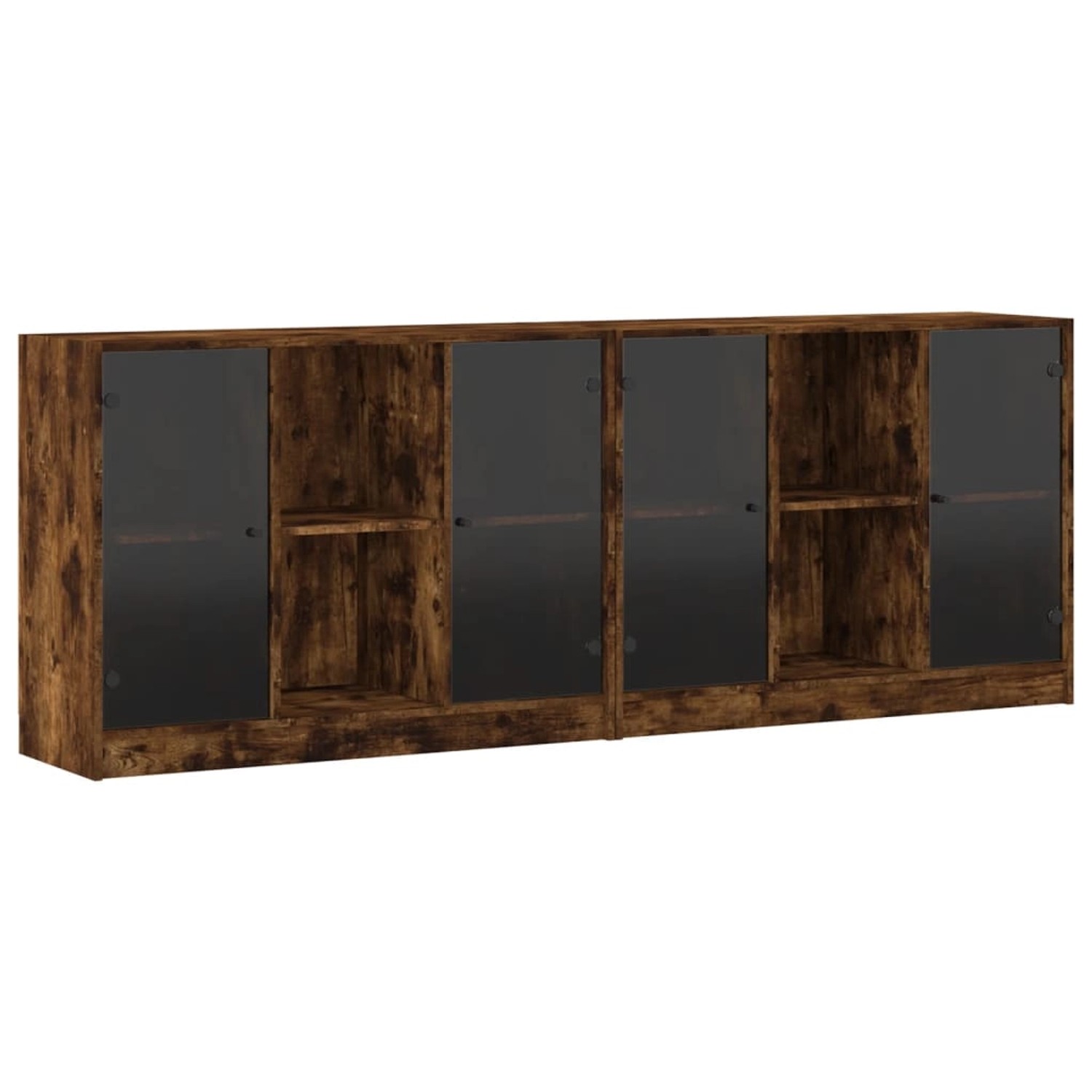 VidaXL Bücherschrank mit Türen Räuchereiche 204x37x75 cm Holzwerkstoff günstig online kaufen