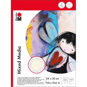 Marabu Malblock Mixed Media, 20 Blatt, 24x32cm, 300g/m², säurefrei, für Künstlerbedarf.