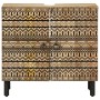 Schwarzer Waschbeckenunterschrank aus Mangoholz mit Muster, 62x33x58 cm.