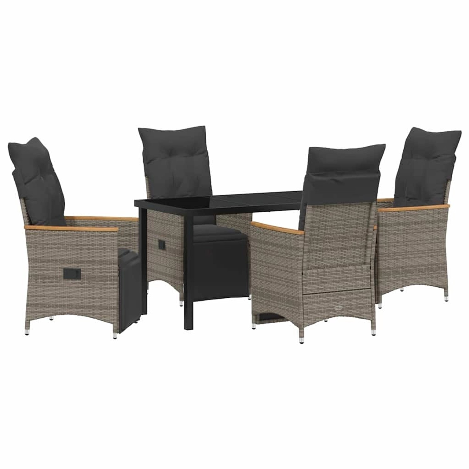 vidaXL Garten Essgruppe mit Kissen 5-Tlg Grau Poly Rattan 3379627 günstig online kaufen