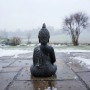 Relaxdays Buddha Figur Polyresin Anthrazit Wetterfest Frostsicher 45 cm x 29 cm x 18 cm_5