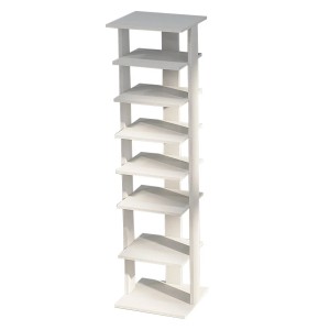 Costway 8 Stufiges Schuhregal Höhenverstellbar Holz Braun Weiß Einzel