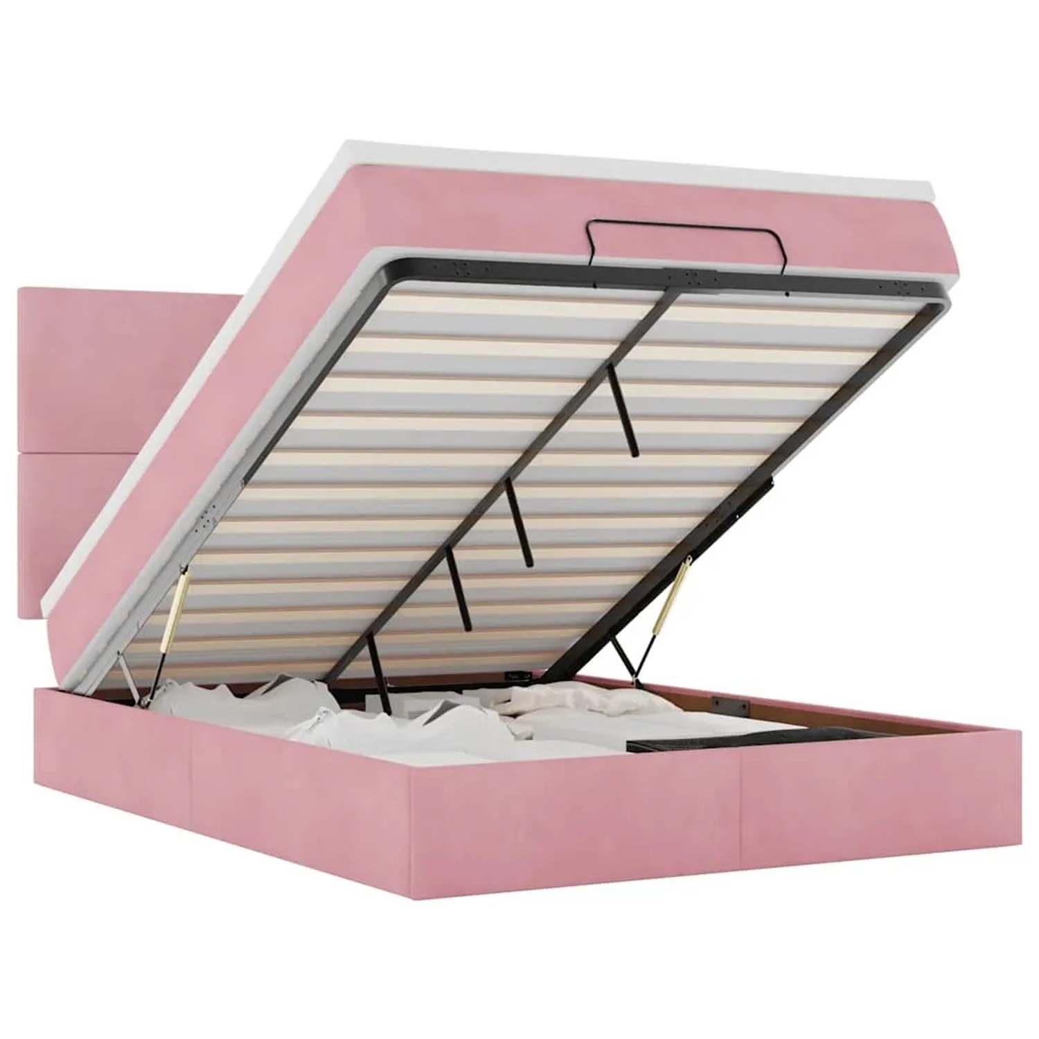vidaXL Ottoman-Bett mit Matratzen & LEDs Rosa 140x200 cm Samt 3314257