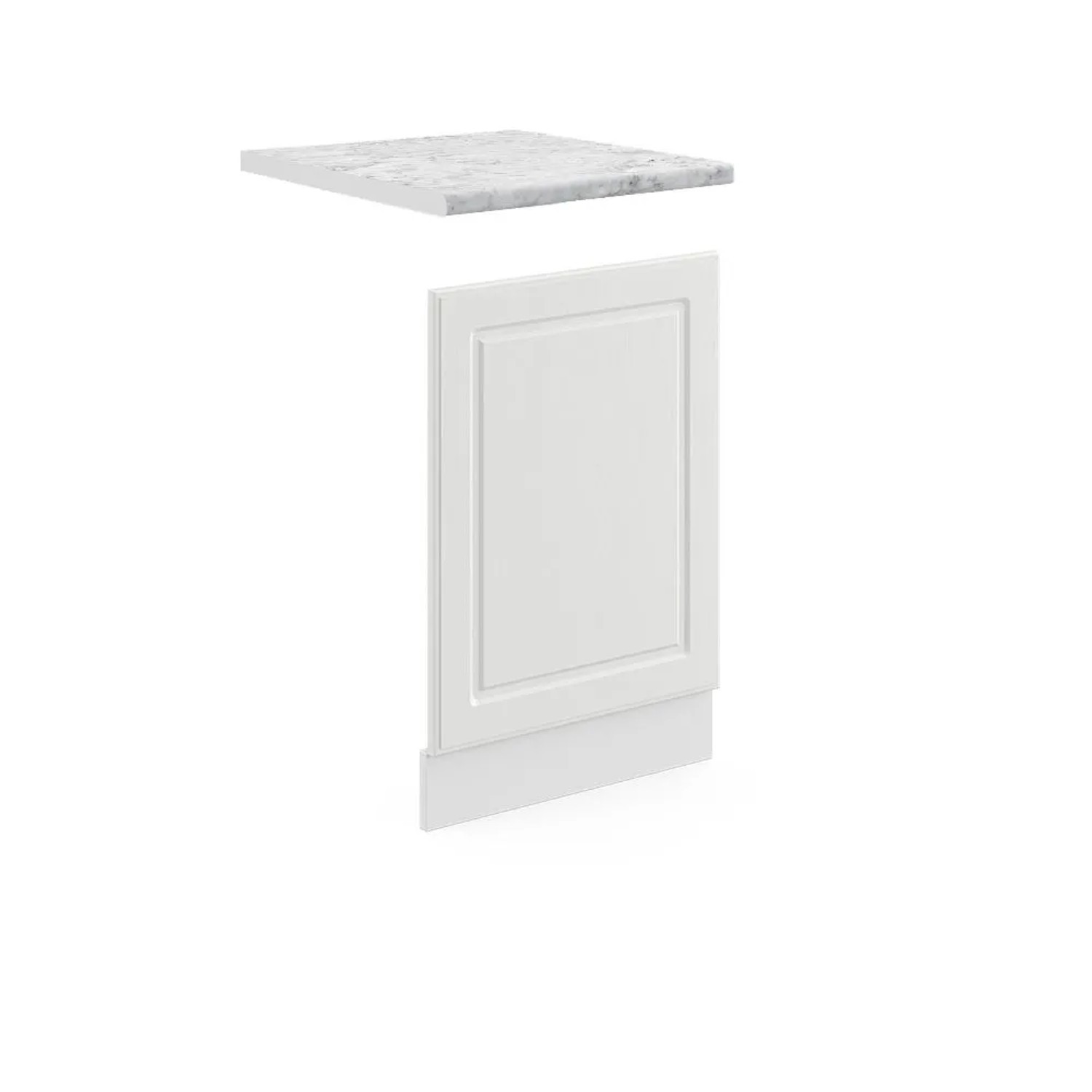 Vicco Frontblende R-Line Geschirrspüler Fronttür Weiß Landhaus Weiß 45 cm AP Marmor