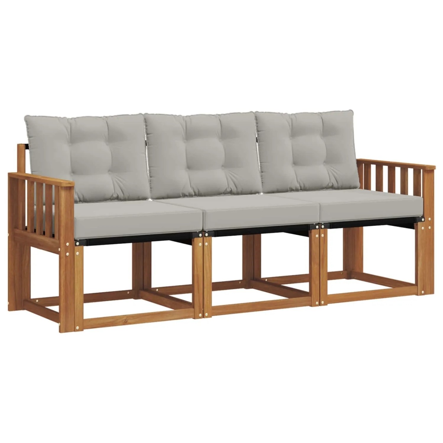 vidaXL Outdoor-Sofagarnitur mit Kissen 3-Tlg Natur und Hellgrau 3368350