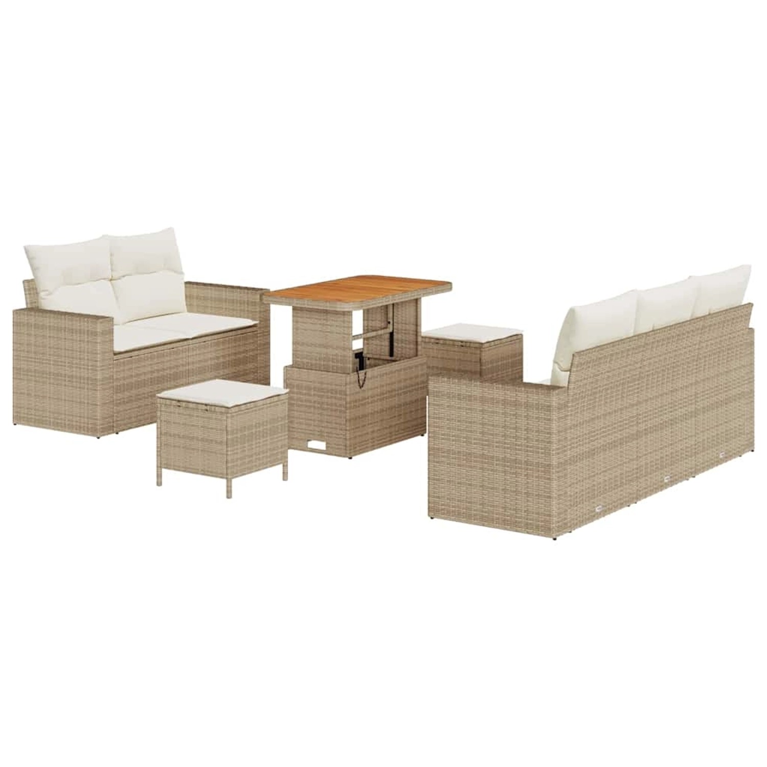 vidaXL Garten-Sofa-Set Höhenverstellbar 8-Tlg Beige Poly Rattan 3361561 günstig online kaufen