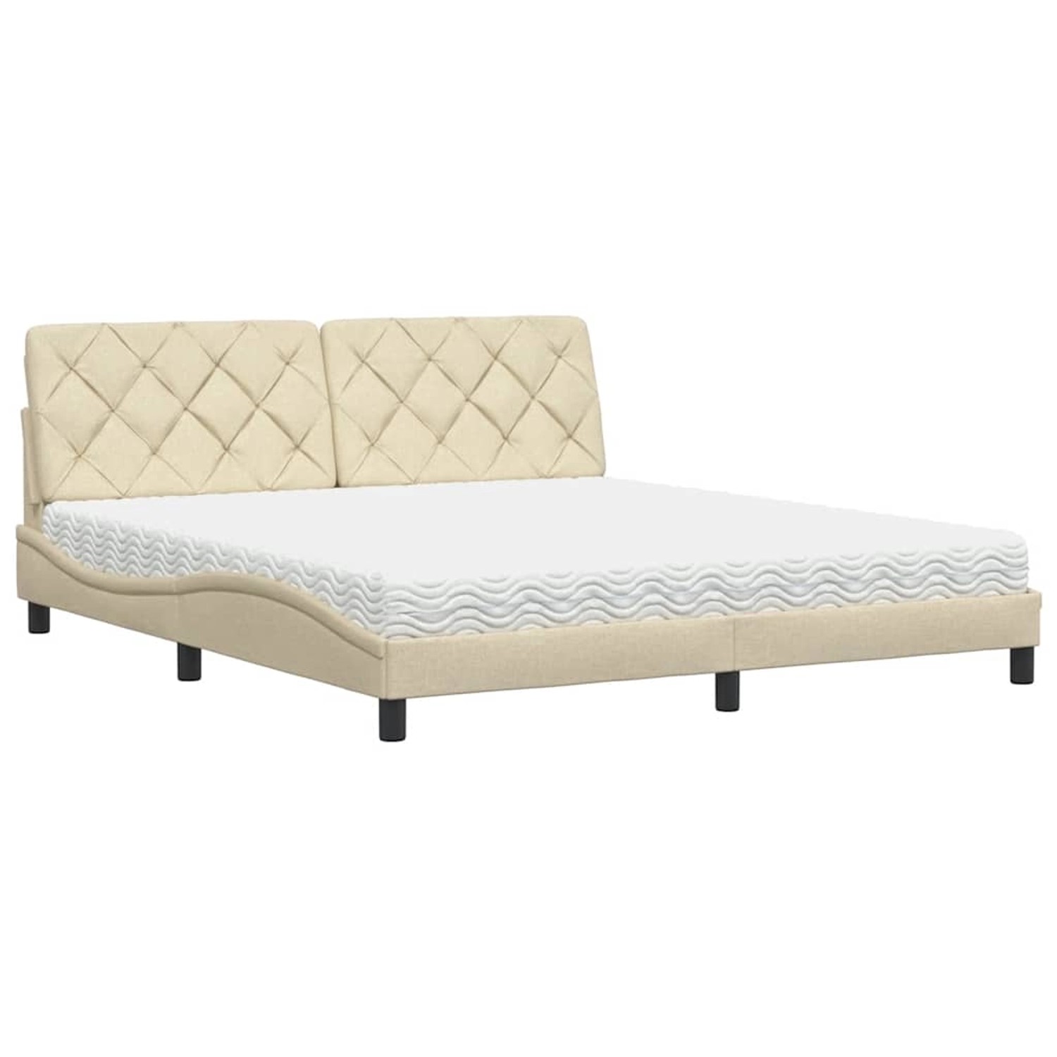 vidaXL Bett mit Matratze Creme 180x200 cm Stoff 3310760
