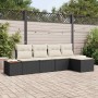 Schwarzes 5-tlg. Garten-Sofa-Set aus Poly Rattan mit Kissen von vidaXL. Modulares Lounge-Set für Garten, Terrasse oder Balkon.