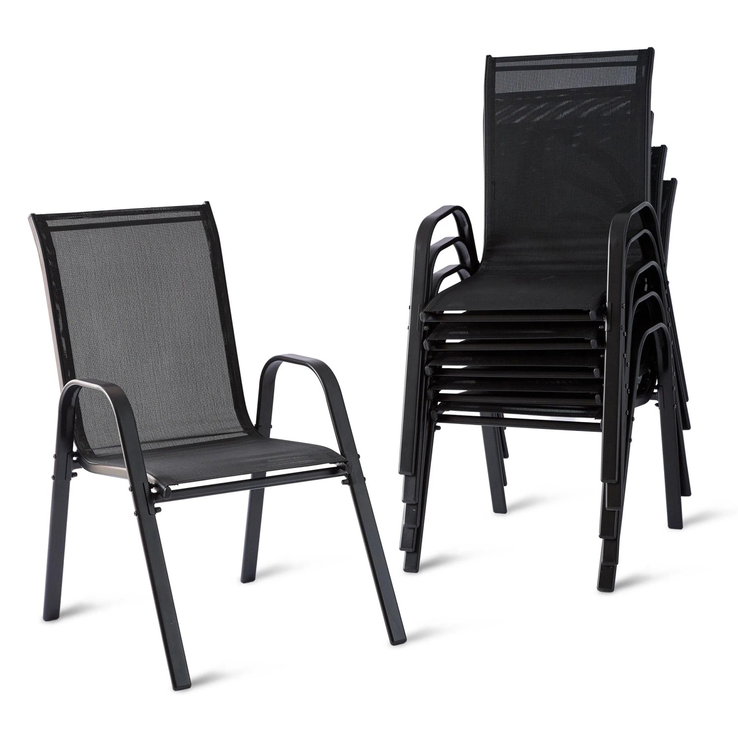 Relaxdays Gartenstuhl Set Hochlehner Metall Anthrazit Stapelbar 6er Set 90 cm x 56 cm x 65 cm
