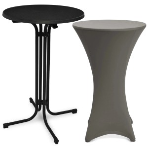 Beautissu Bellini Stehtisch Ø 80cm Schwarz mit Stella Stehtischhusse Ø 80cm Anthrazit