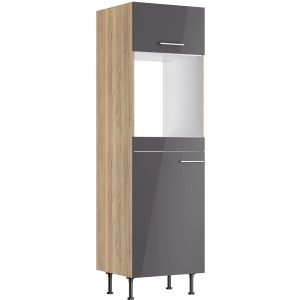 Optifit Hochschrank Jonte984 für Backofen/Kühlschrank, 60cm, Anthrazit und Wildeiche