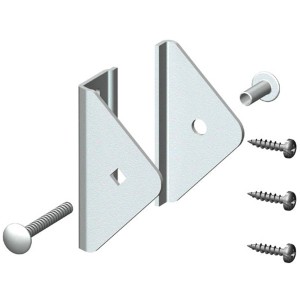 Gartenzaun Elementhalter-Set Longlife Cleo aus Edelstahl, bestehend aus 4 Haltern und Schrauben.