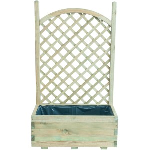 Grüner Pflanzkübel mit Rankgitter aus Kiefernholz, 80x40x138cm, ideal für Garten & Balkon.