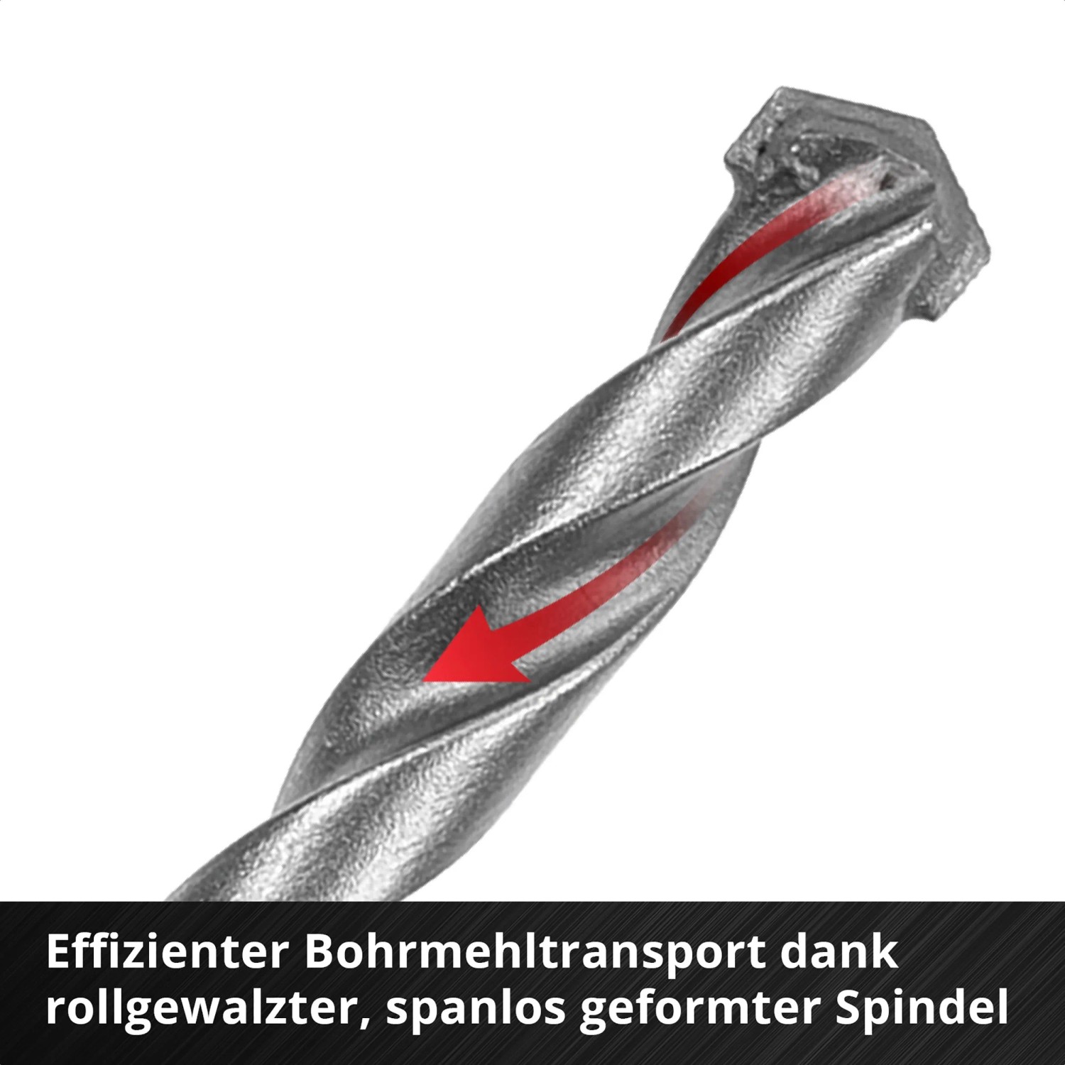 Detailaufnahme Steinbohrer aus dem Einhell Impact-Bit-Set mit spiralförmiger Spindel.