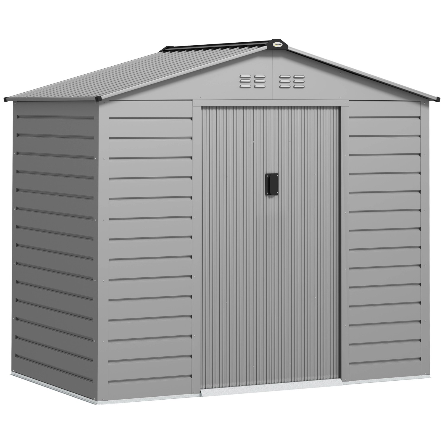 Thumbnail - Outsunny Gerätehaus mit Satteldach Stahl Grau 213L x 131B x 192Hcm