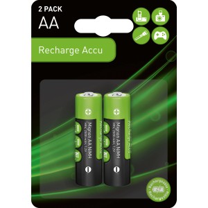 2er-Set NiMH AA Akkus, Mignon, 2500 mAh, wiederaufladbar für z.B. Taschenlampen.