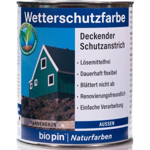 Dose Biopin Wetterschutzfarbe Tannengrün, Wetterschutz für Holz im Außenbereich.