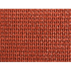 Detailaufnahme des terracottafarbenen Sun City Sonnensegels aus HDPE-Gewebe.